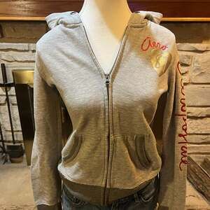 Vintage Aeropostale 87 Heart Heather Gray Full Zip Up Hoodie